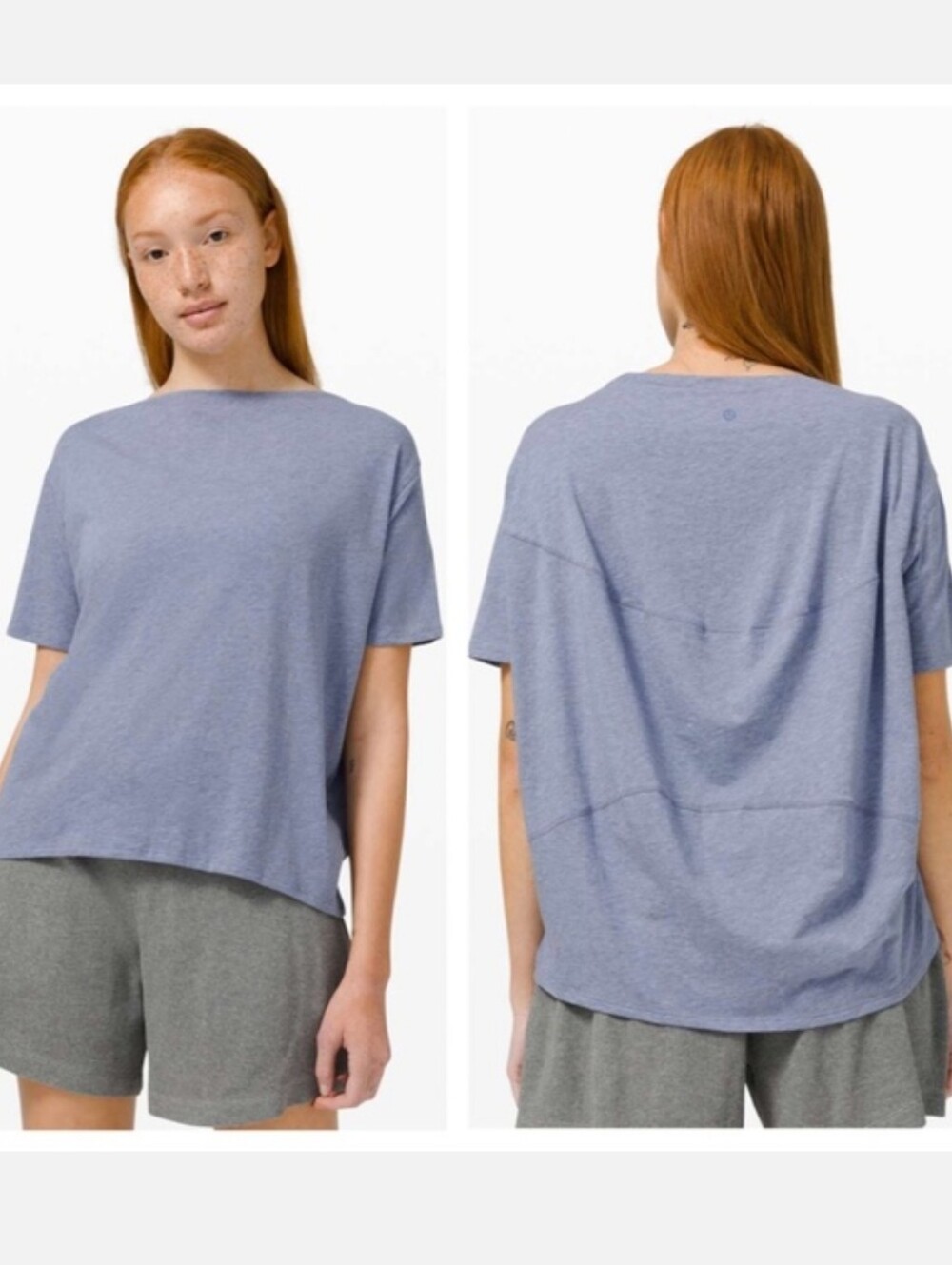 Lululemon Back In Action Short-Sleeve In Heathered Water Drop Blue Size 6